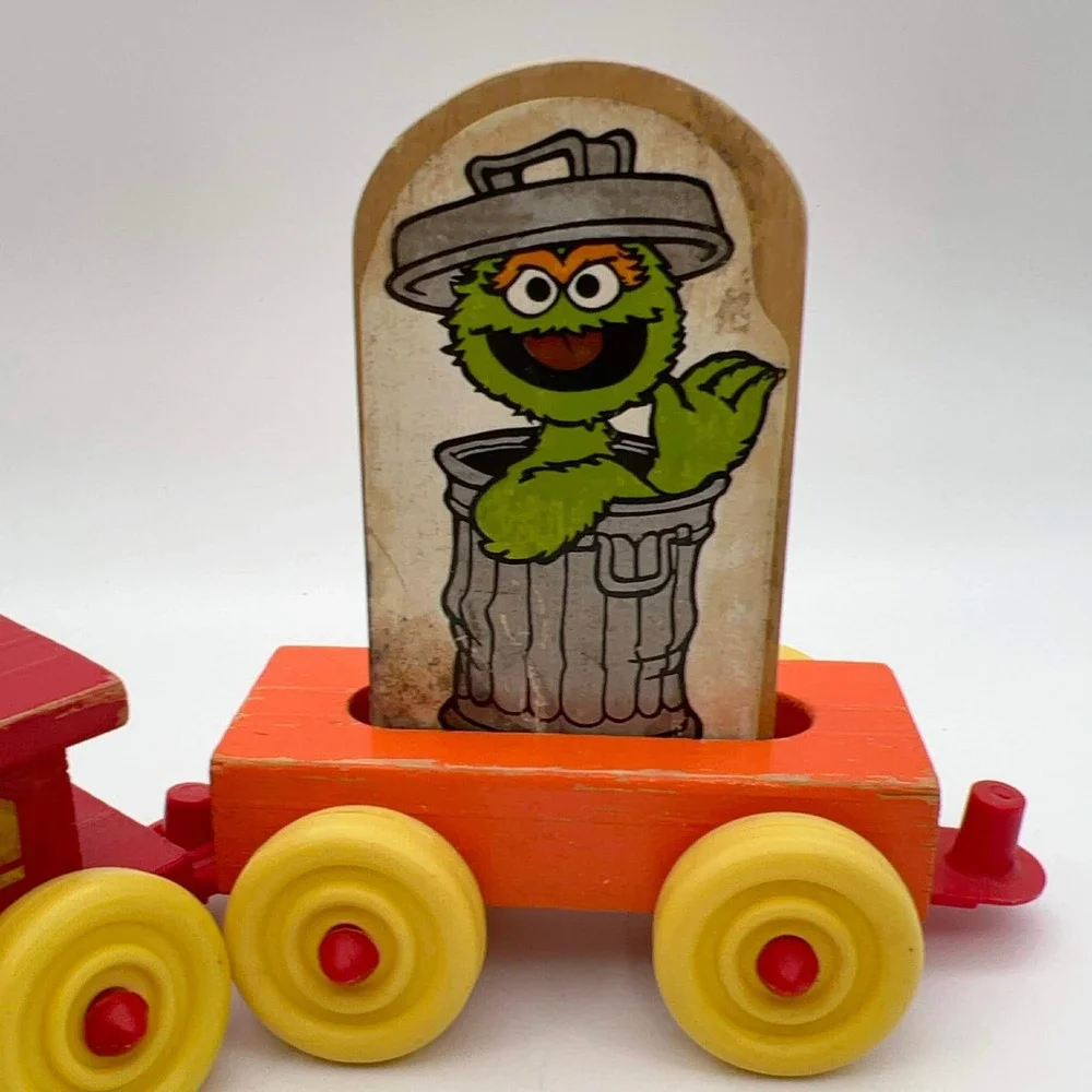 Vintage Sesame Street Wooden Train Set‎ Big Bird Ernie Cookie Monster Bert